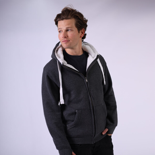 Sherpa Fleece Zip Hoodie-Peach Finished Thumbnail